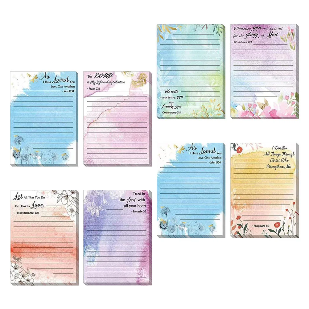 Multi-uso Suave Writing Memo Pads, Notebook Sticky Notes, Tabs, 8 Livros