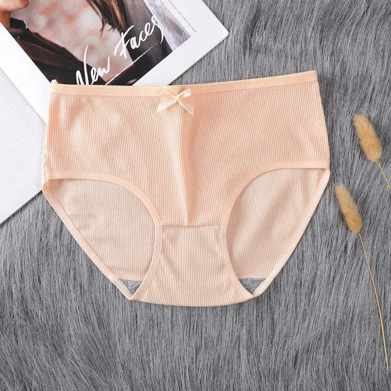 Sexy Women\'s Underwear Seamless Panties Plus Size Lingere Solid Color Briefs Mid Waist Comfortable Underpants