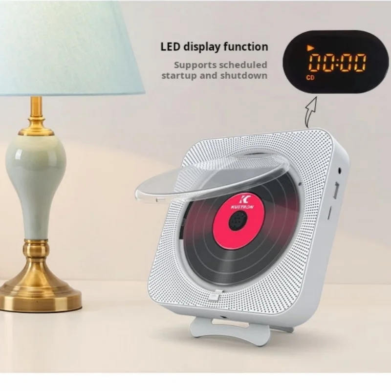 

Портативный музыкальный плеер 3,5 мм, светодиодный дисплей, Bluetooth-совместимый проигрыватель компакт-дисков 5,1 3,5 мм, FM-радио, стереодинамик, проигрыватель компакт-дисков с кронштейном