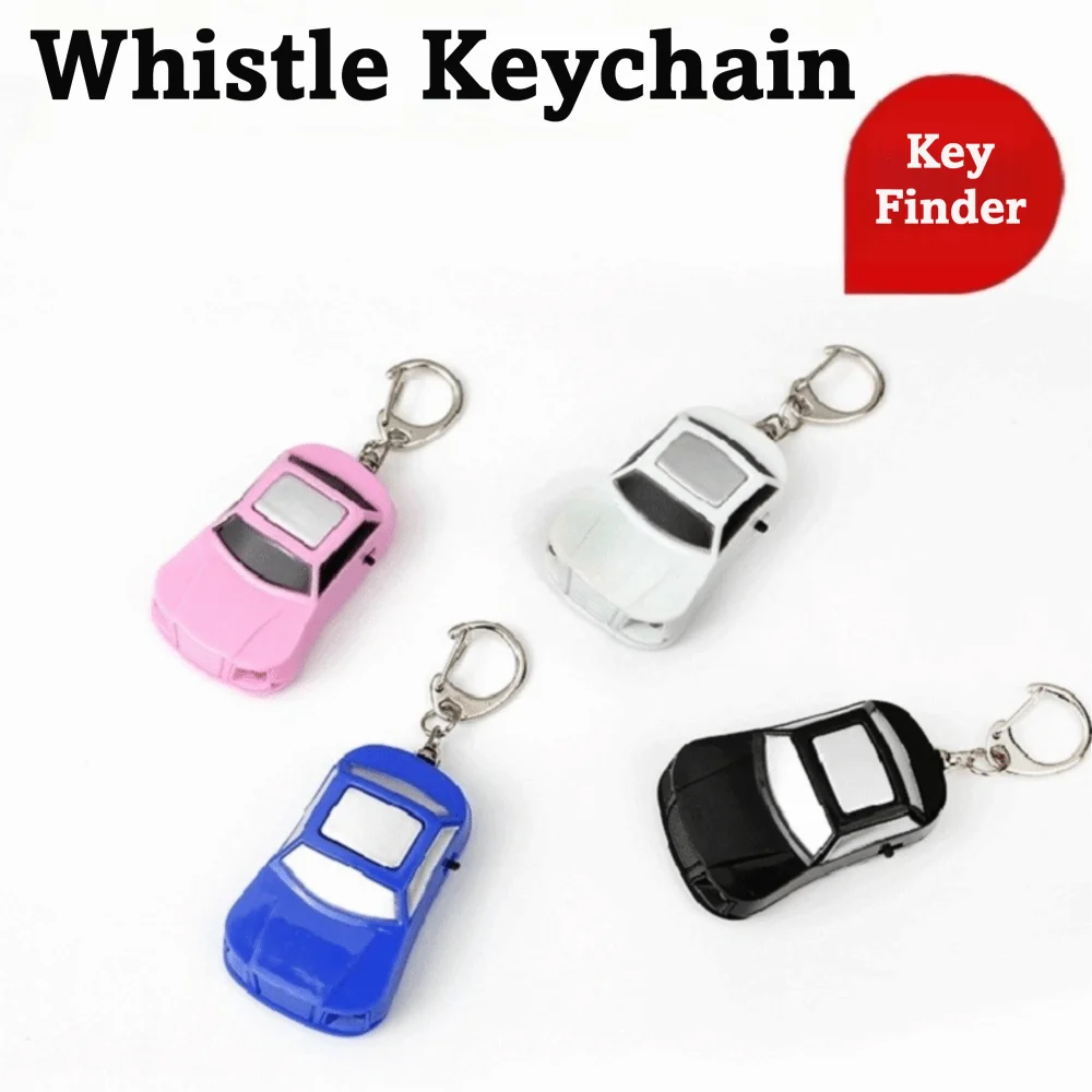 Car Shape Key Finder Locator Sound Control Alarm Whistle Activated Whistle Locator Device Anti-Lost Function LED Flashing
