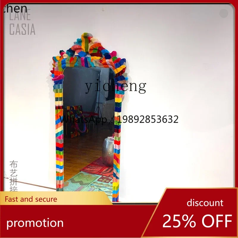 Z30-   special-shaped light luxury contrasting color patchwork decorative mirror full body fitting mirror ins wall decoration
