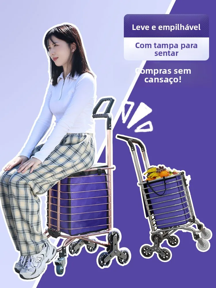 2026-new-portable-shopping-cart-staircase-vegetable-basket-elderly-friendly-small-pulling-cart-home-use-double-wheel-aluminum