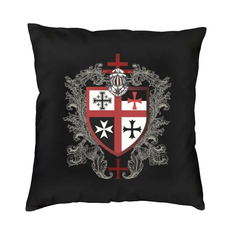 Knights Templar Cross Shield Square Throw Pillow Case Home Decor 3D Double-sided Printing Deus Vult Cushion Cover for Car