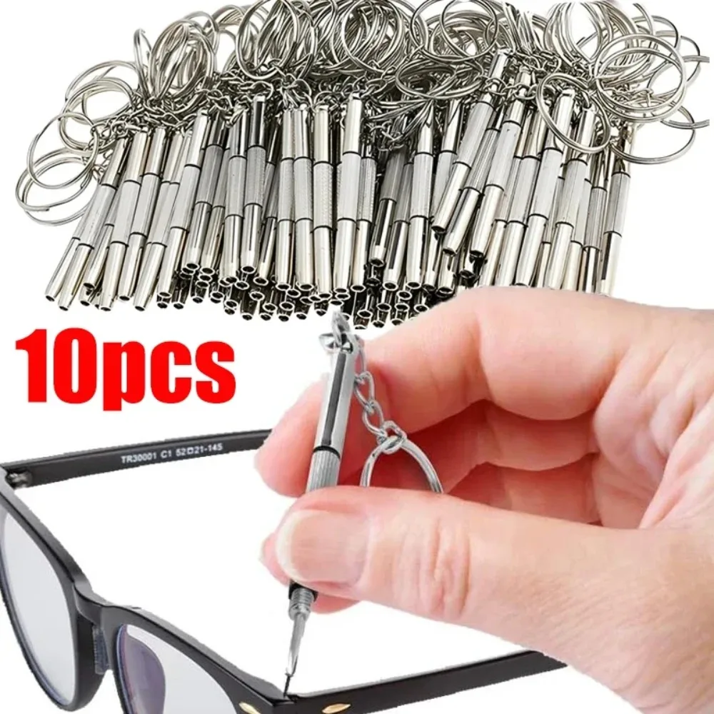 Steel Glasses Screwdriver Eyeglass Screwdriver Watch Repair Kit with Keychain Portable Hand Tools Precision Screwdriver Tools