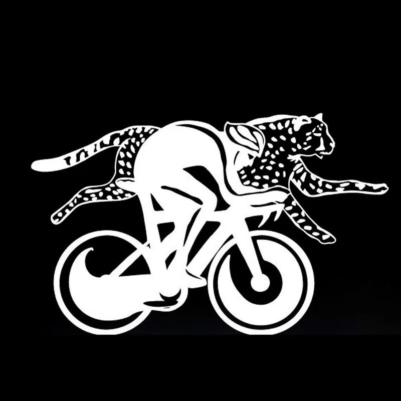 Racing African Cheetah and Bike Stickers High Quality Car Decoration Personality Pvc Waterproof Decals Black/white, 20cm*12cm