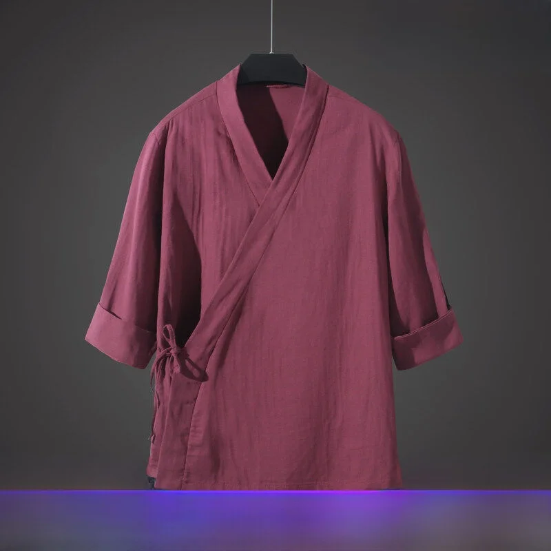 

Men's Tang Suit Vest Monastery Volunteer orm Layman's Zazen Tea Ceremony Clothing Four Seasons Sle ort Sve irt