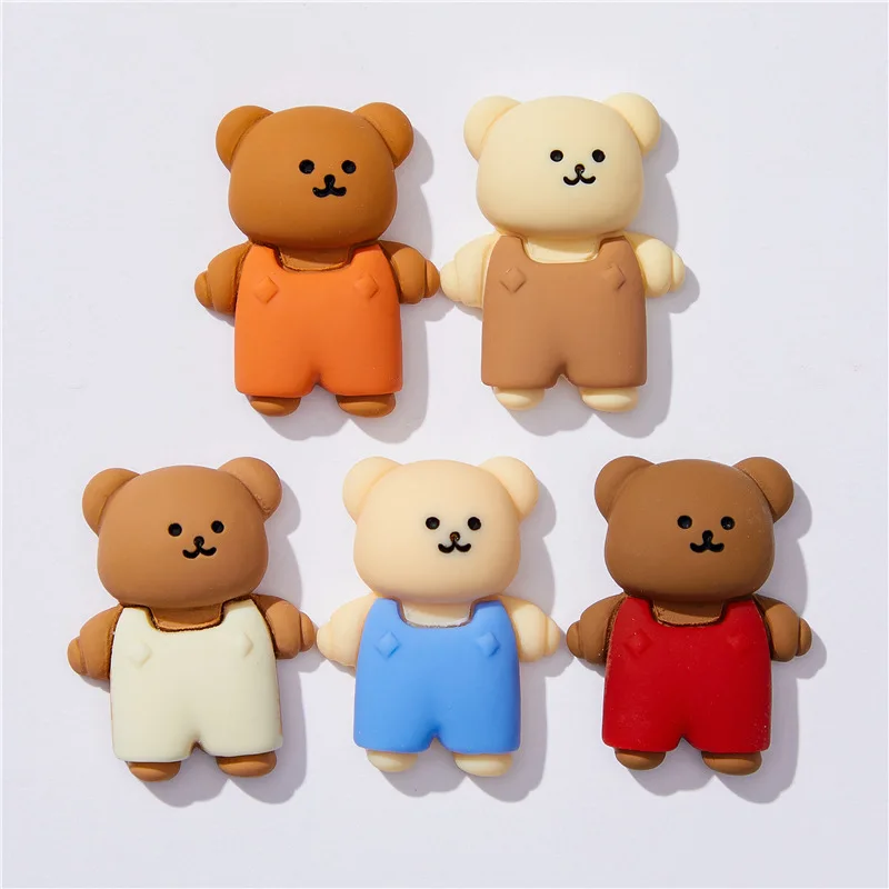 5pcs Resin Cartoon Bear Flatback Cabochon Ornaments Embellishments Jewelry Hairwear Accessories Phone Case Water Cup Patch Decor