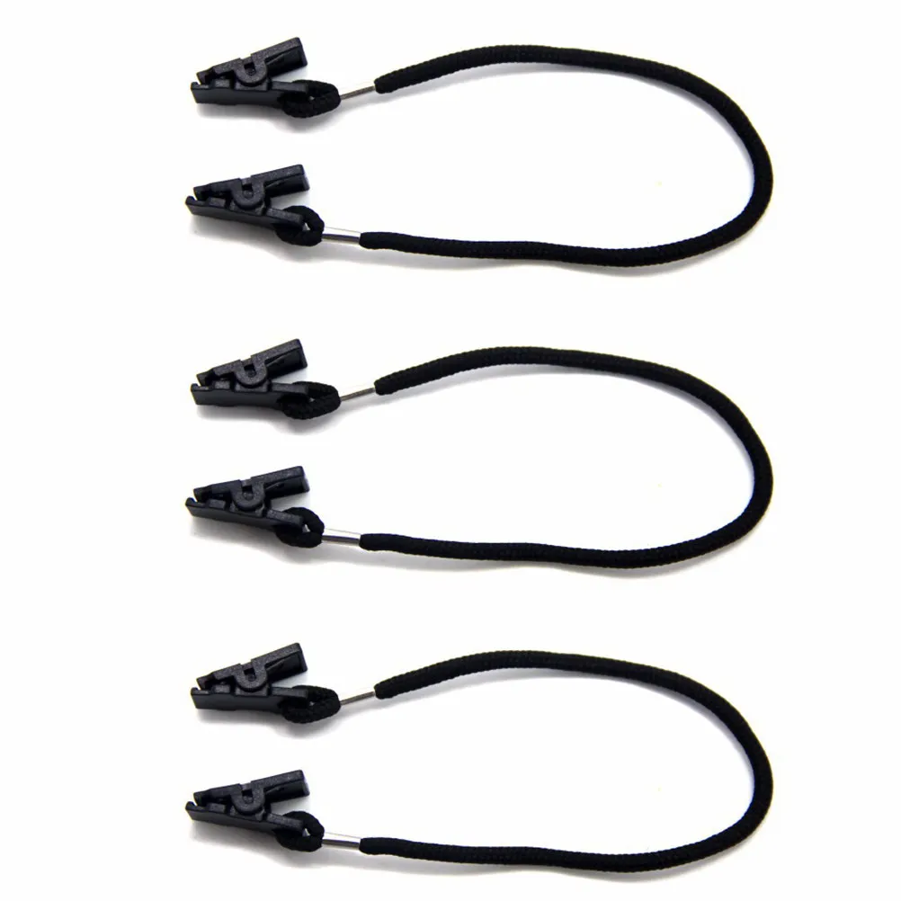 3Pcs Nylon Strap Clip Multipurpose Clamp Black Outdoor Rope Clip Adjustable Lanyard for Hats Scarves Windproof