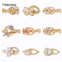 18K Gold Plated Zircon Butterfly Flower Fasteners Closure Lock Connector Clasps For DIY Needlework Jewelry Making Findings