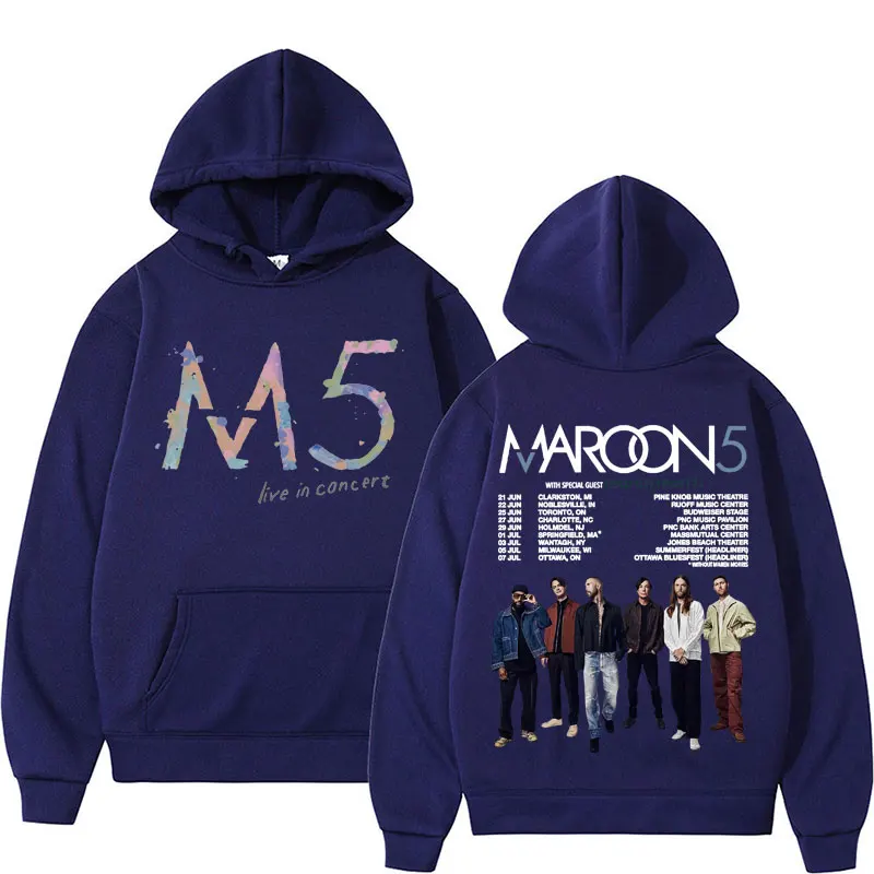 Maroon 5 Band 2024 Music Album Tour Hoodie Men Women Harajuku Hip Hop Punk Rock Hoody Autumn/Winter Casual Sweatshirt Streetwear