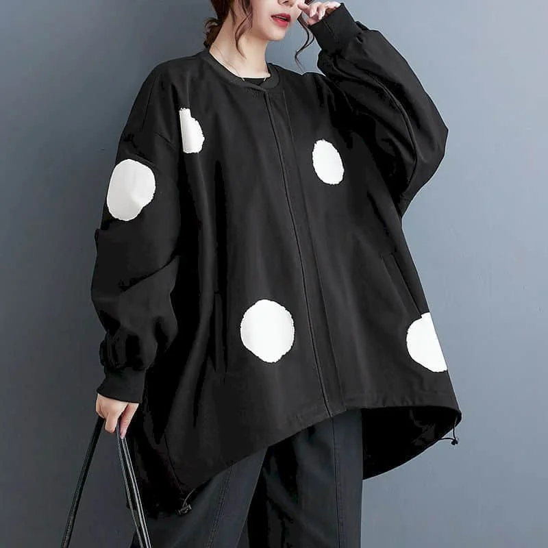 

Solid Trench for Women Long Sleeve Casual Korean Style Workwear Irregular Harajuku Zipper Oversized One-piece Coats Women Tops