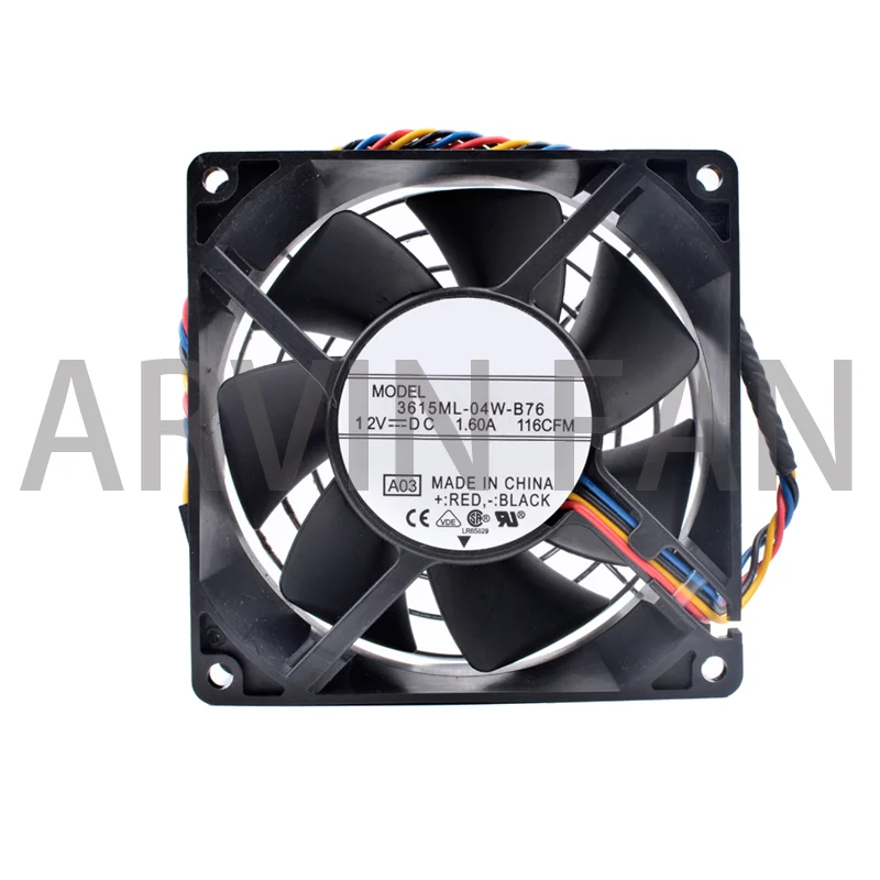 Brand New Original 3615ML-04W-B76 9cm 92mm Fan 92x92x38mm DC12V 1.60A Server Chassis Cooling Fan