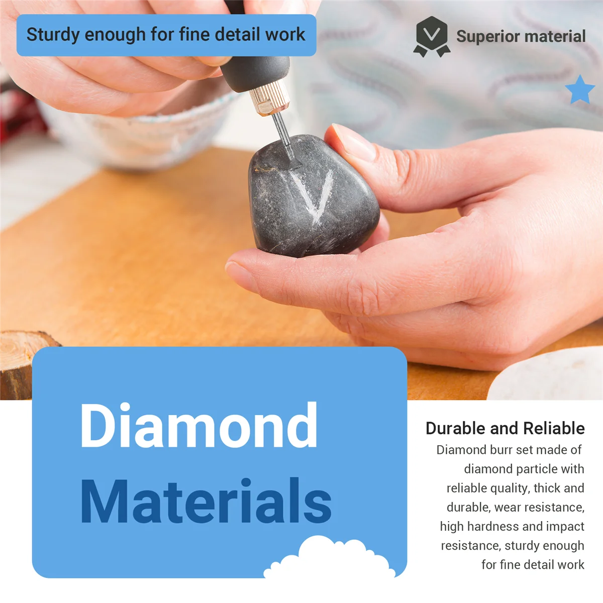 NN89R مجموعة نحت الحجر لقم الأزيز الماسية المتوافقة مع دريمل، 13 قطعة مجموعات تلميع ملحقات الأدوات الدوارة