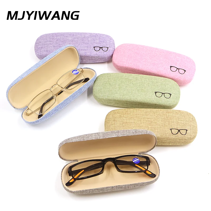 MJYIWANG High Quality Glasses Case Men Women Linen Cloth Eyeglass Cases Cover Hard Portable Spectacles Box Eyewear Storage