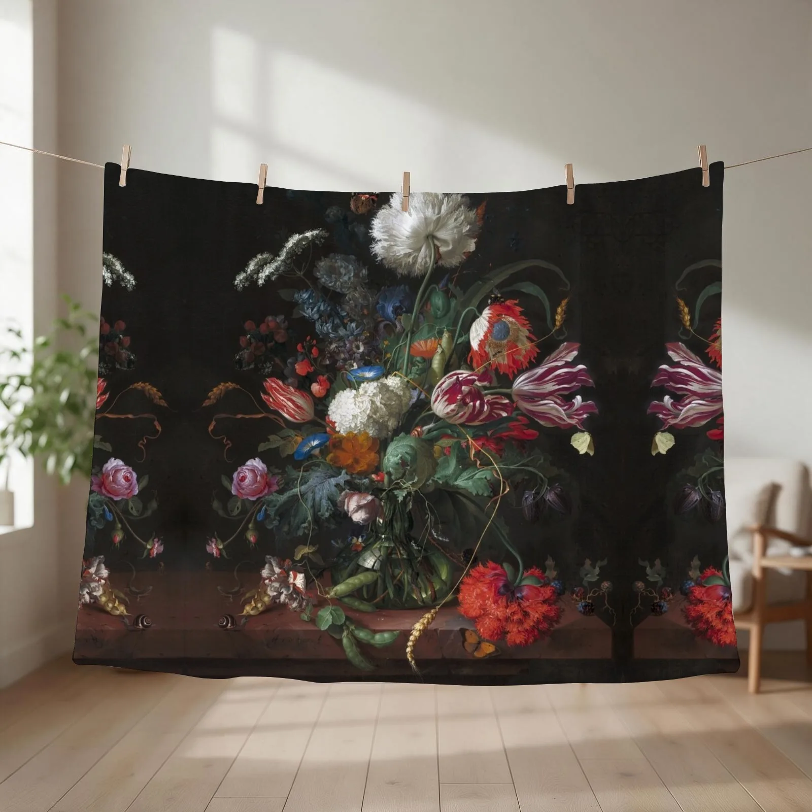 Vase of Flowers by Jan Davidsz de Heem, Dutch, 1660 Throw Blanket