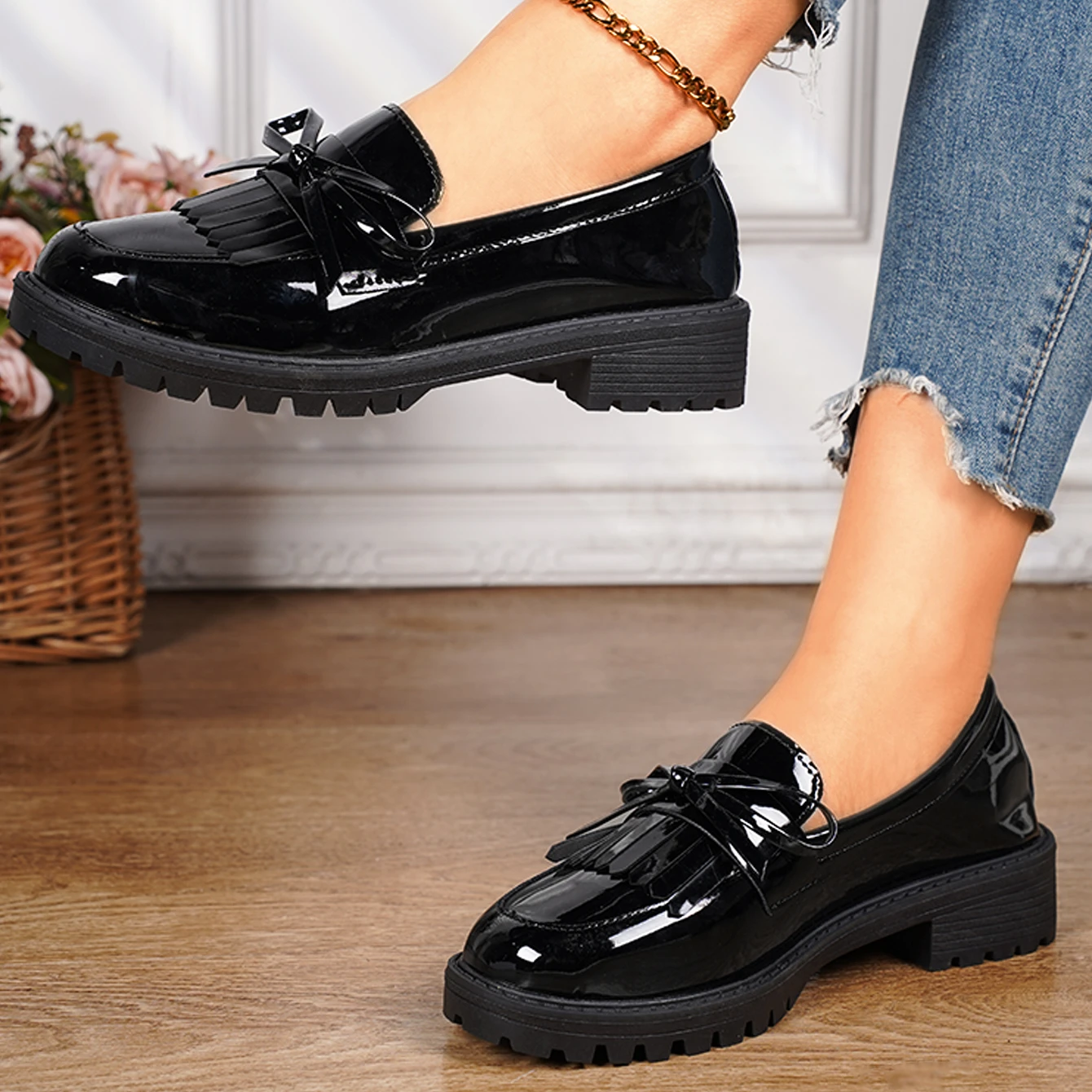 Women Loafers Summer Platform Shoes for Women British Tassel Casual Flats Mary Jane Shoes Woman Walking Shoes Zapatos De Mujer