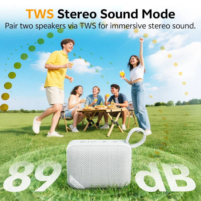 QCY SP2 مكبر صوت صغير بلوتوث 5.3 لاسلكي عميق باس HIFI صندوق الصوت المحمولة RGB ضوء المتكلم IP67 مضخم صوت مقاوم للماء