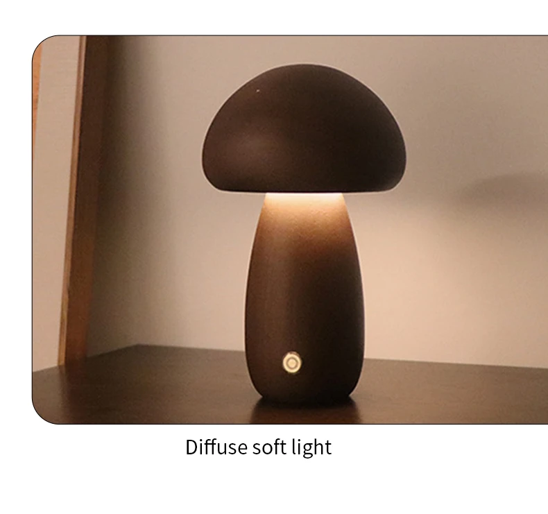 INS LED Night Light With Touch Switch Wooden Cute Mushroom Bedside Table Lamp For Bedroom Childrens Room Sleeping Night Lamps