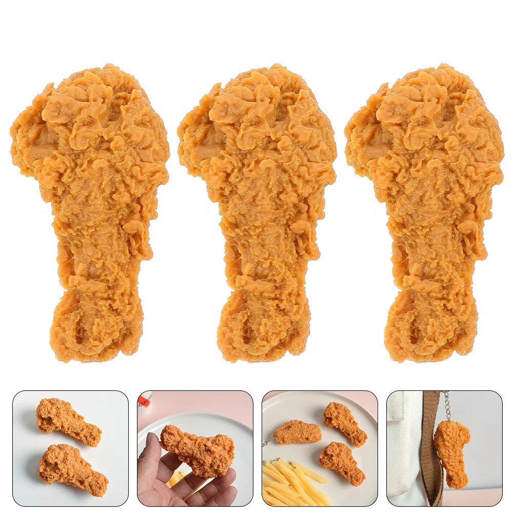 

3 Pcs Simulation Fried Chicken Model Drumsticks for Kids Fake Prop Legs Artificial