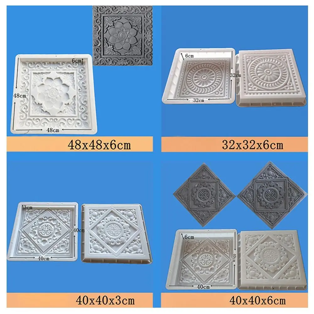 DIY Garden Path Retro Concrete Molds Stone Road Paving Floor Pavement Beton Brick Maker Lawn Decoration Variety Shapes