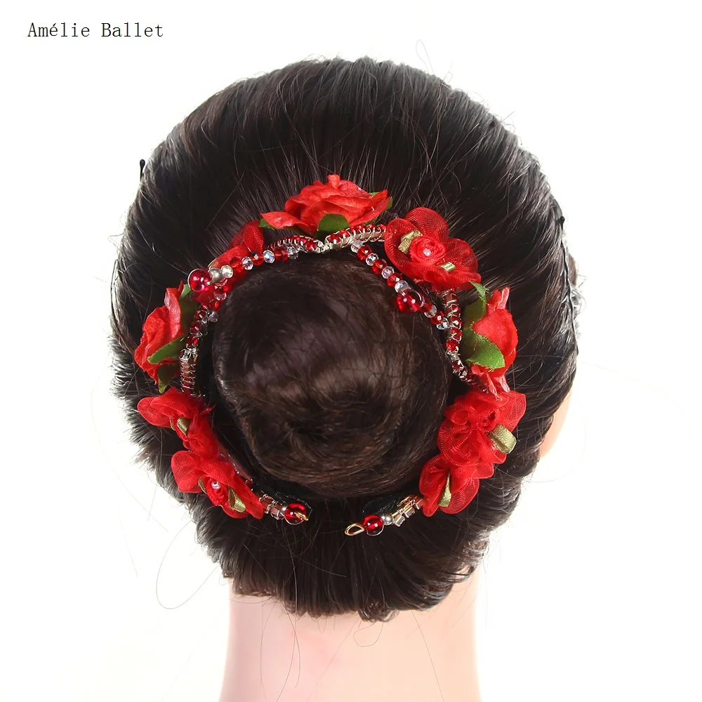 HB062 Free Shipping Ballet Dancing Hair Accessories Girls & Women Red/Purple/Blue Flower Headdress Carnival Headwear