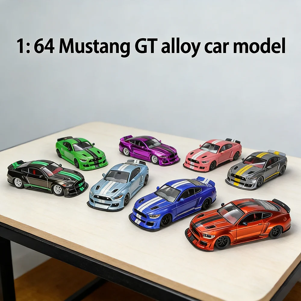 1-64スケール合金製カーモデル-マスタング-スポーツカー-ローダウンサスペンション-ディテールダイキャストカー-限定版コレクターズアイテム