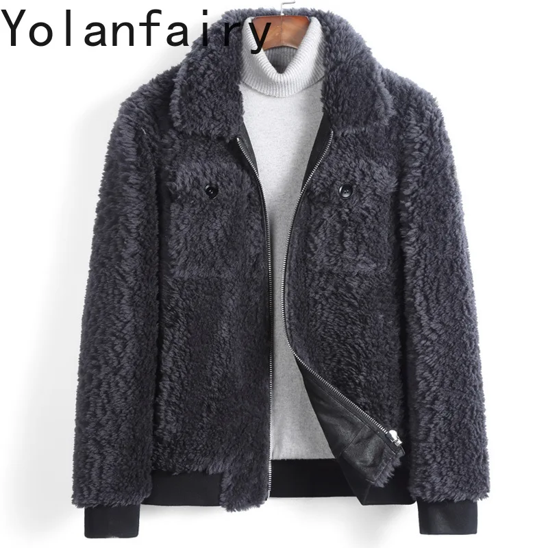 

YOLANFAIRY 100% Wool Mans Real Fur Coat Men Luxury Clothing Winter Jacket For Men High Quality Short Jacket куртка мужская 2025