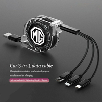Car 3 In 1 USB Type-C Ports Fast Charger MG Logo Power Data Cable For MG HS MG4 EV Cyber X MARVEL R ZS ES5 ONE Cyberster MG3 MG5