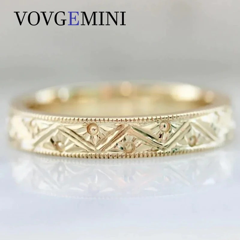 

VOVGEMINI Original 18k 14k 9k Pure Gold Wedding Band Rings 3.5mm Width Engraving Luxury Designer Rings For Women Jewelry