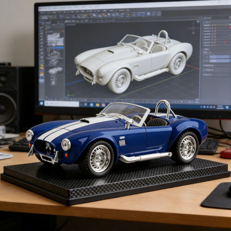 

1:22 Cobra roadster model interior ornament decoration pullback light boy toy kids gift collectible