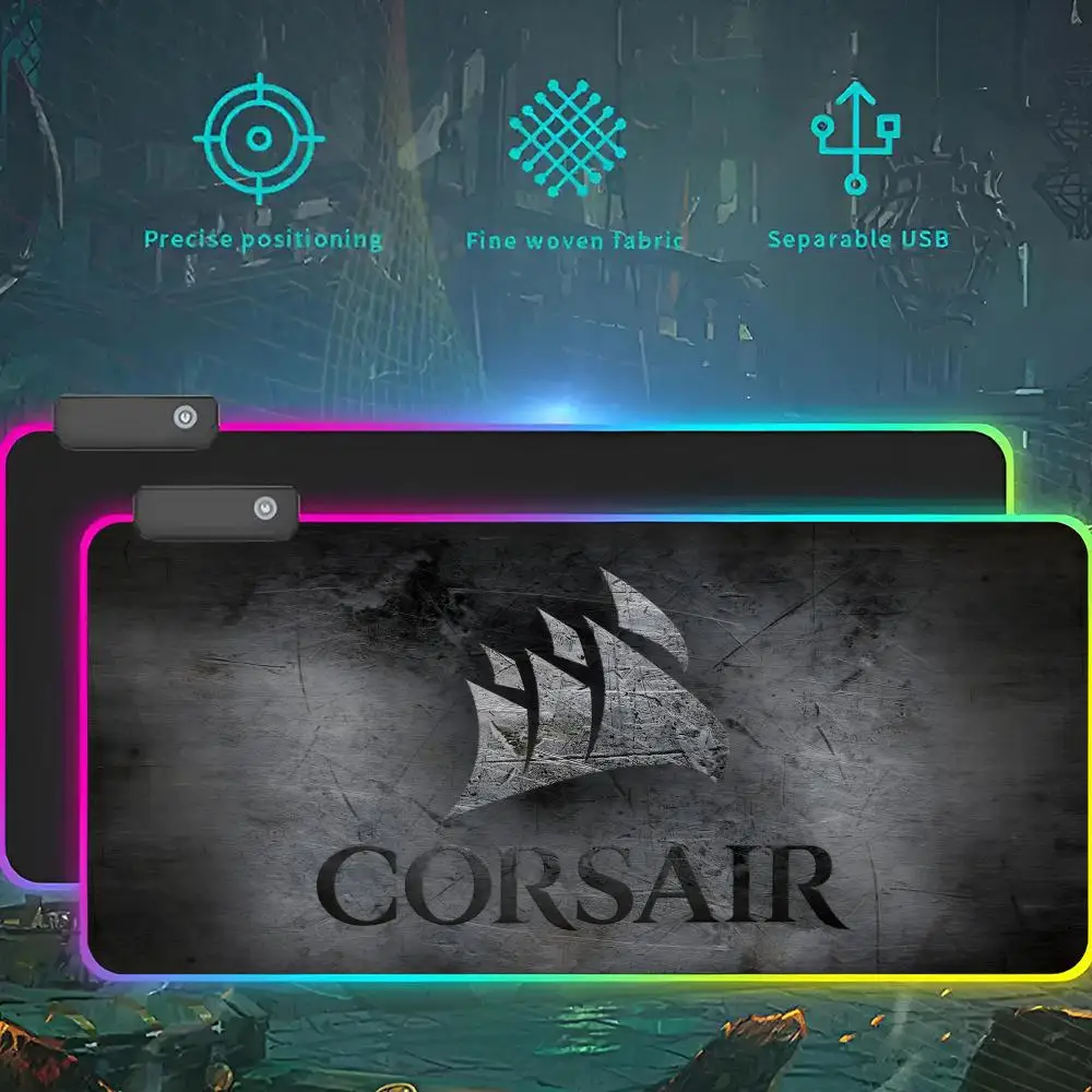 Imagem -06 - Corsair-rgb Led Light Gaming Mouse Pad Tapete Gamer Grande Grande Mause Teclado Pad pc Desk Play Mat