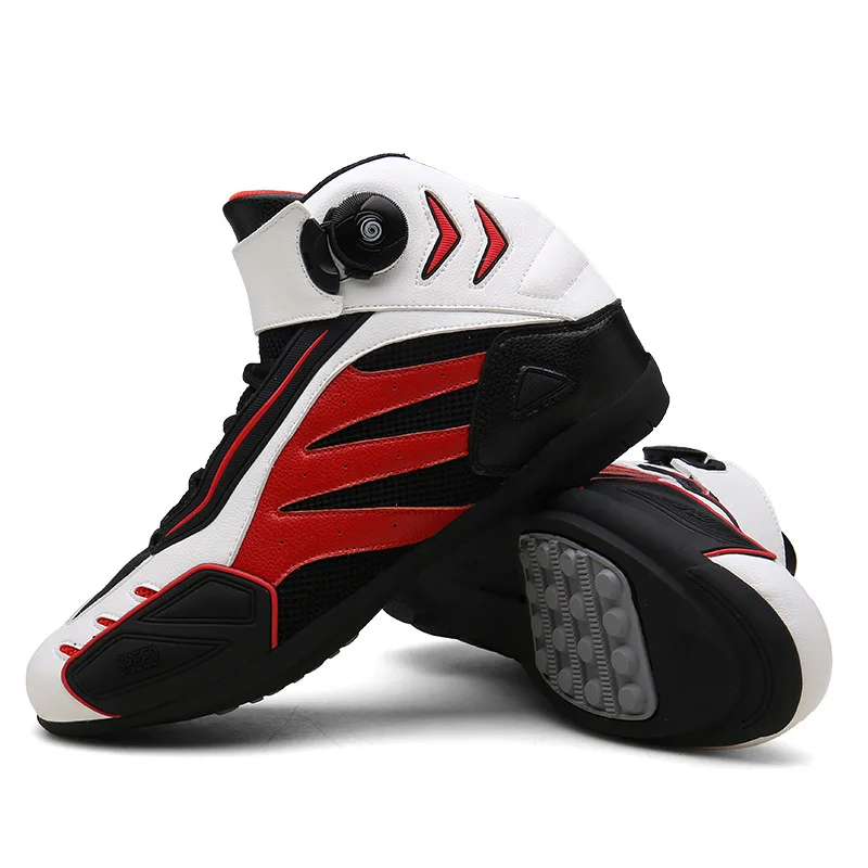 

PU Leather Botas Para Motociclista Motorbike Riding Boots Four-season Men Women Motorcycle Boots Breathable Motocross Boot