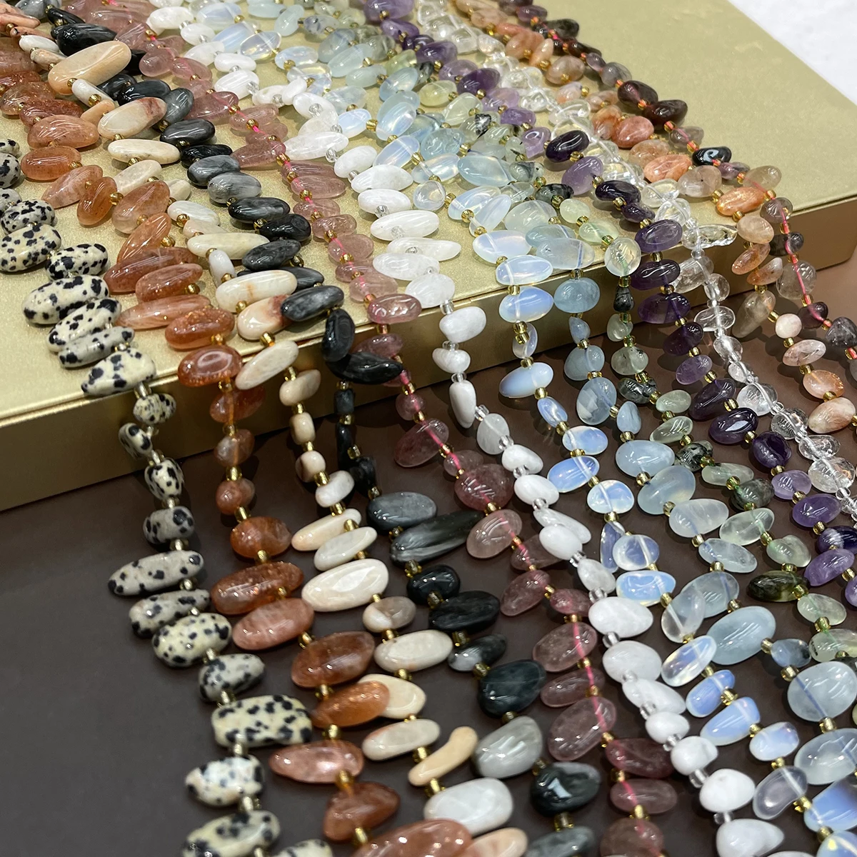 DIY-Perlen mit schrägen Löchern, Naturstein-Opal-Perlen zur Trennung, für die Schmuckherstellung, DIY-Halsketten, Armbänder, Ketten, Ohrringe, Accessoires – Detail 1