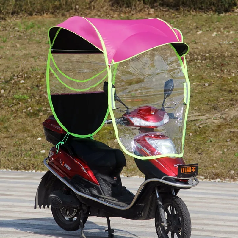 Rain Shelter for Scooter Motorcycle with Rearview Mirror Parasol Sunscreen Rainproof Windproof Safe Secure Removable Canopy