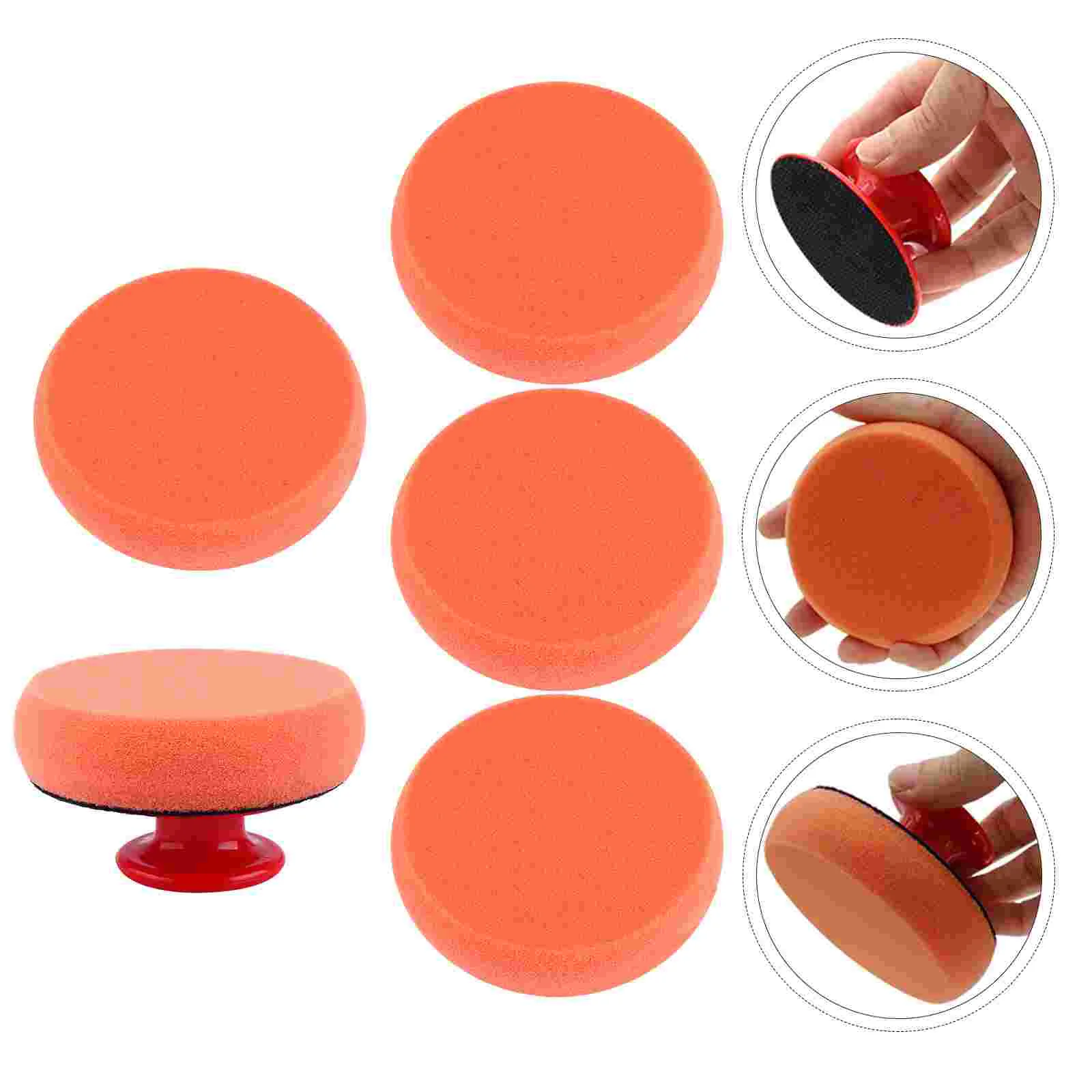 

6 Pcs Waxing Polishing Pad Car Supplies Small Universal Durable Sponge Hand Tools Plastic Auto