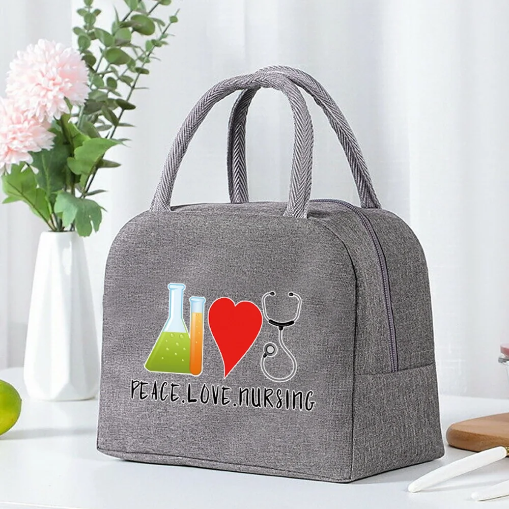 Thermal Food Picnic Lunch Box Insulated School Child Tote Lunch Bags for Work Nurse Pattern Cooler Bag for Women Handbags