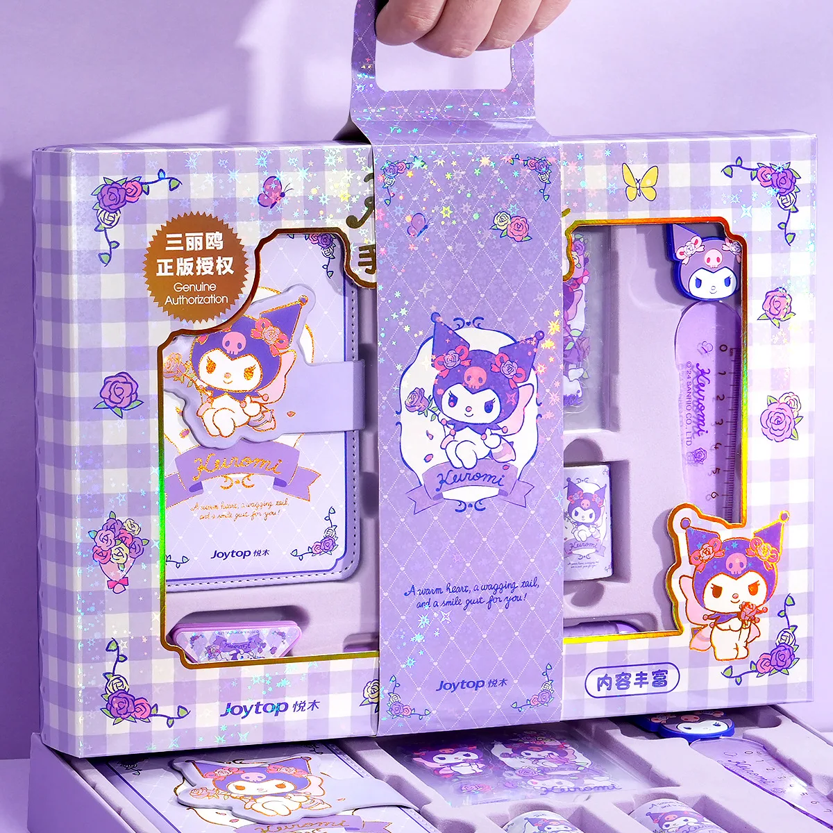 Sanrio Handbook Gift Set Cute Anime Kuromi My Melody Cinnamoroll Notepad Pen Ruler Stickers Student Stationery Set Gifts