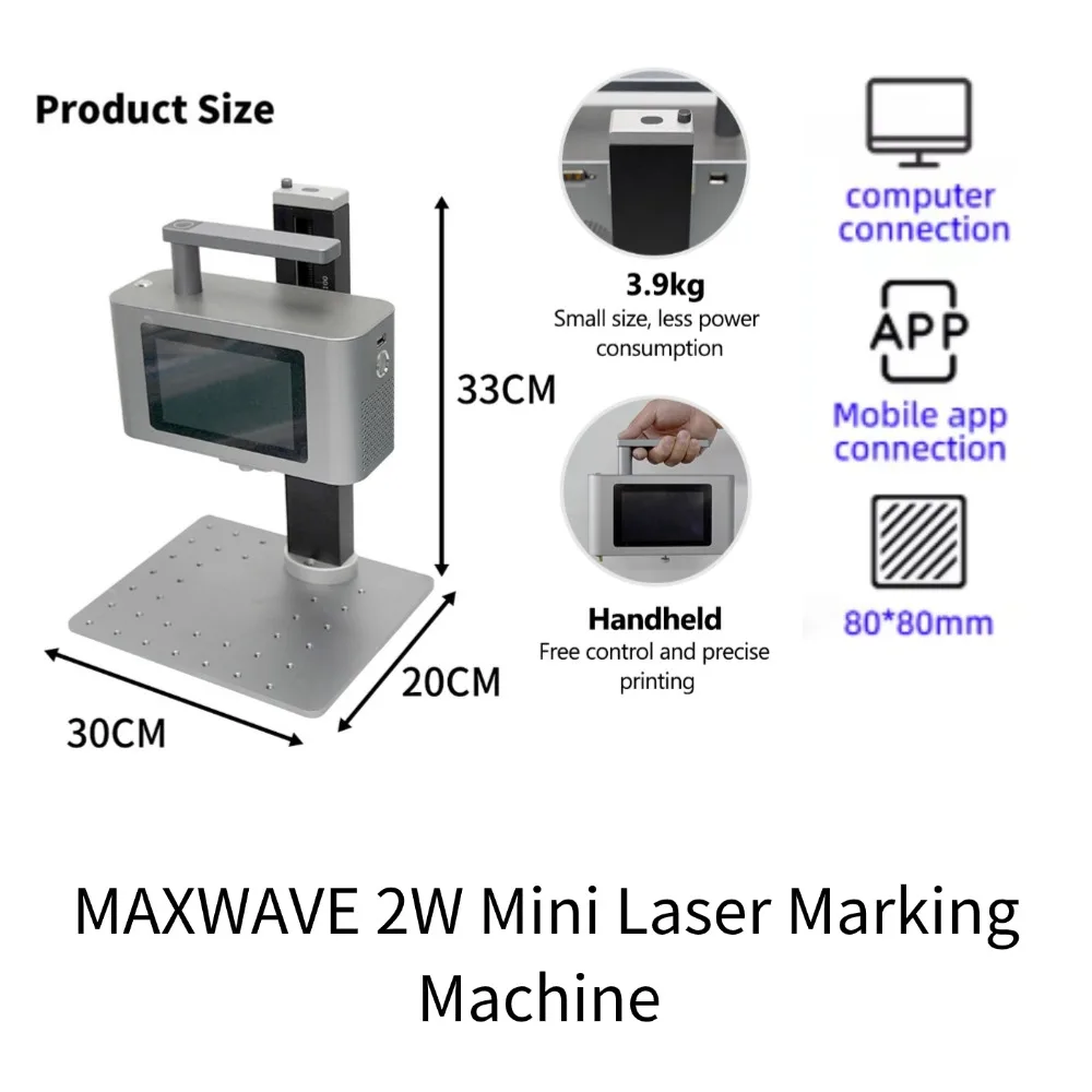 

Laser Handheld marking machine for glass Raycus JPT 2w mopa fiber laser marking machine deep engraving jewelry gold silver