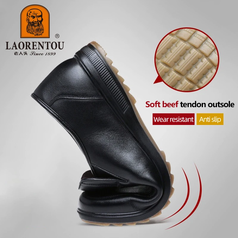 LAORENTOU sepatu kulit asli anti selip, sepatu kulit asli, sepatu tendon sapi nyaman, sol lembut, sepatu kulit kasual anti selip, ukuran 37-47, sepatu ayah, 21067n