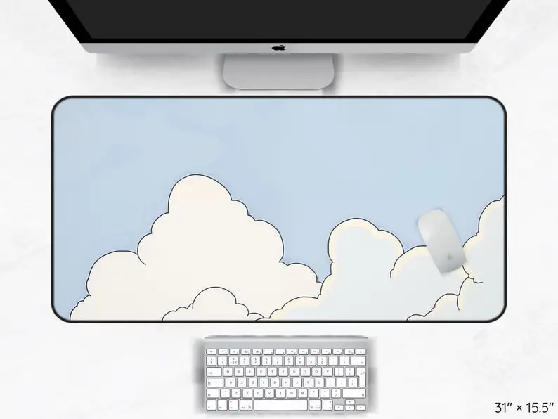 

Cute Cloud Desk Mat,XXL Non-slip and Waterproof Gaming Mouse Pad, Gaming Desk Decoration Mat, A Perfect Gift for Friends.