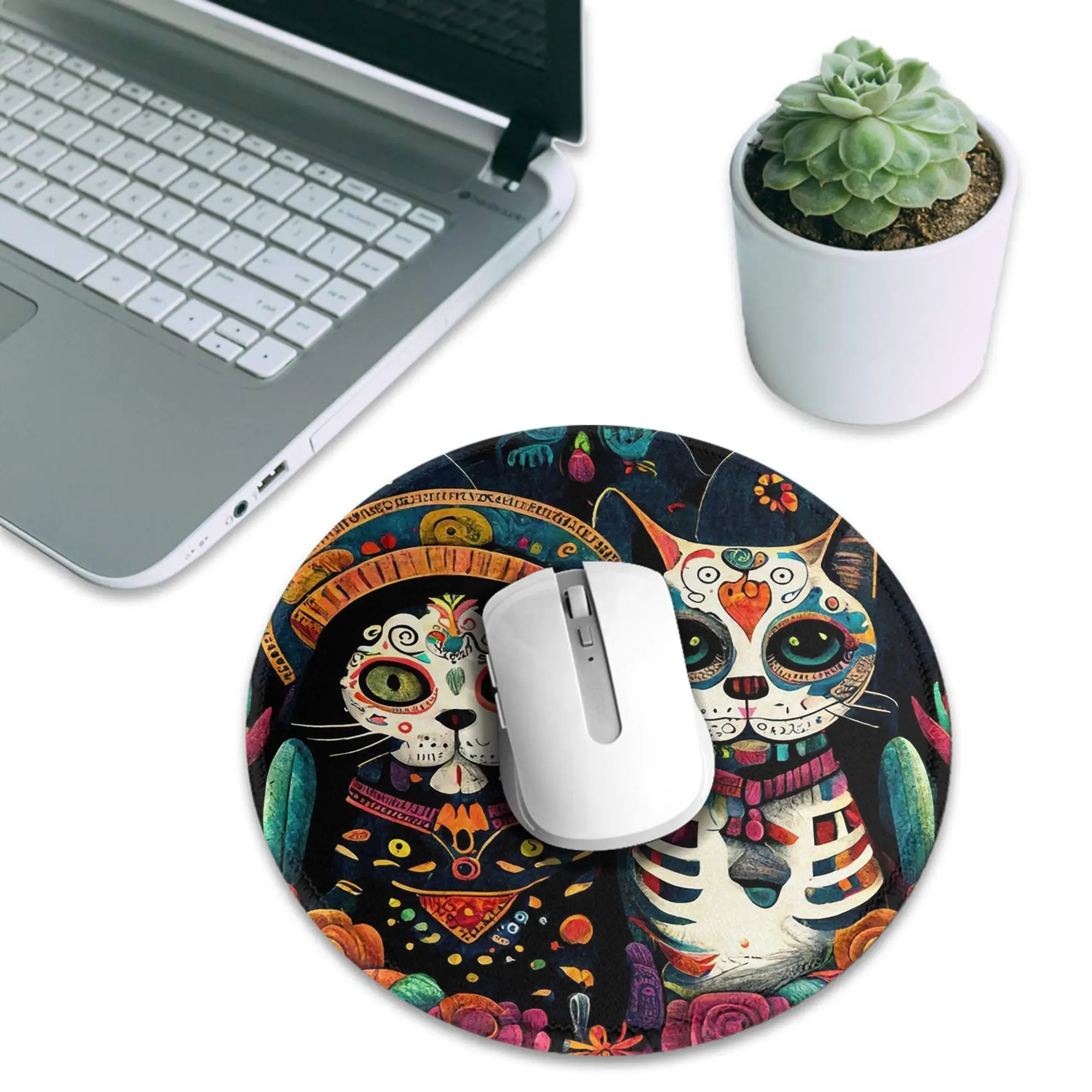 Day Of The Dead Kitten Cat Sugar Skull Dia de Los Muertos Mouse Pad Computer Keyboard Mouse Mat PC Laptop Desk Mat Table Mats