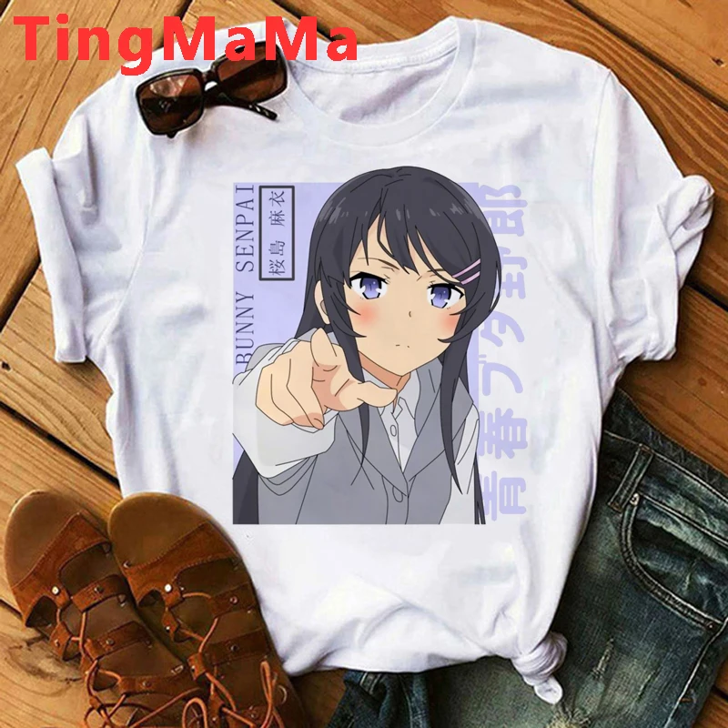 Kawaii Japanese Anime Sakurajima Mai T Shirt Men Street Fashion T-shirts Harajuku Summer Tops Unisex Cartoon Graphic Tees Male