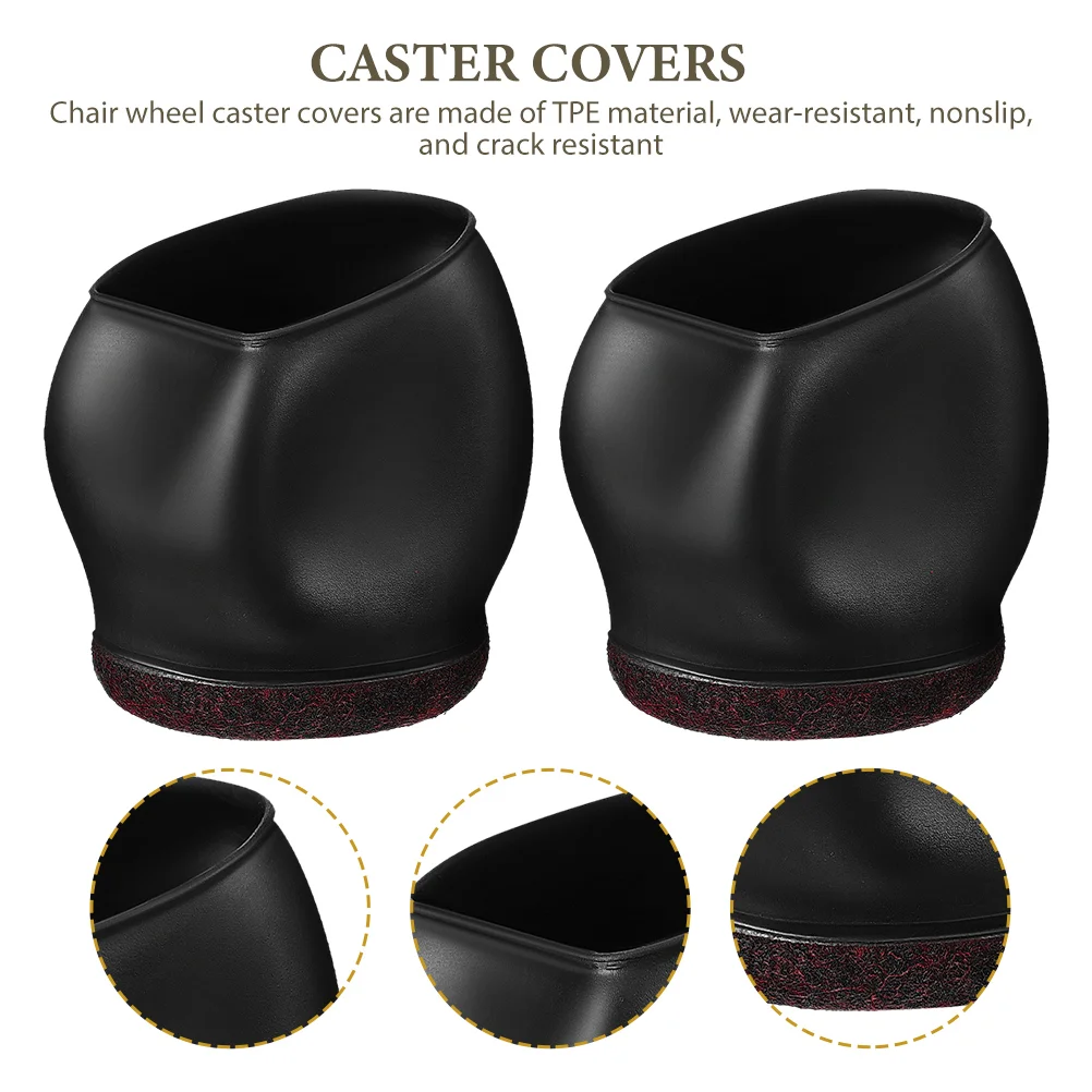 5 Pcs Caster Cover Wheel Stoppers for Rolling Chairs Dining Slider Hardwood Floors Boots