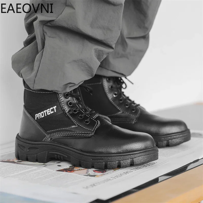 Botas masculinas ao ar livre bota de couro homem na moda all-match macio confortável personalidade anti-desgaste sapatos para homem estilo britânico vintage