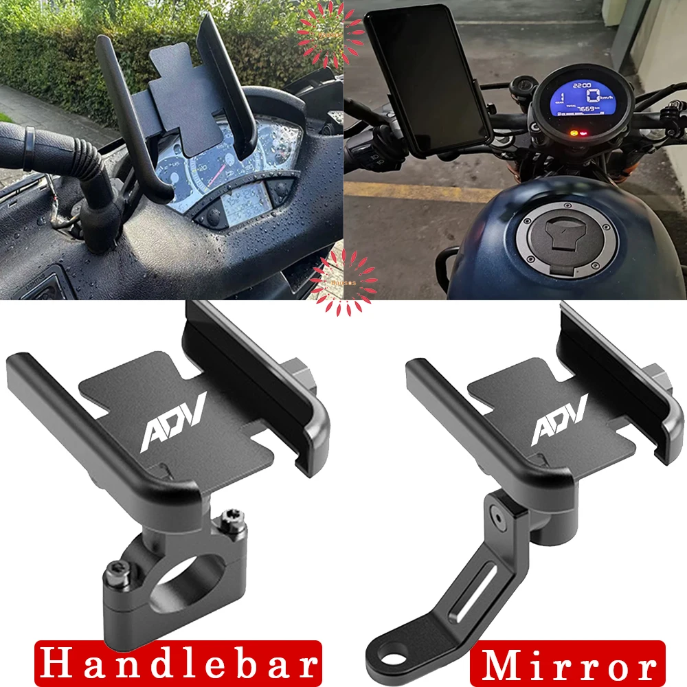 

For Honda ADV150 ADV350 ADV 350 150 160 Universal Mirror Handlebar Motorcycle Accessories Mobile Phone Holder 360° Rotary