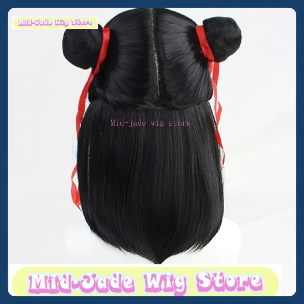 Perruque de Cosplay en jade moyen, perruque de jeu animé Nezha, cheveux synthétiques pour jeux de rôle, accessoires de costumes de fête d'halloween