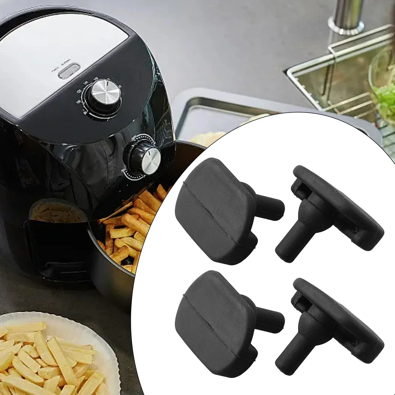 Air Fryer Bumpers 250℃ Heat Resistant 4 Pcs / 8 Pcs Accessories Anti-scratch Black Easy To Use Parts Replacement