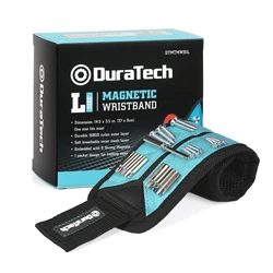 DuraTech Magnetic Wristband Tool Belts with 8 Strong Magnets and 2 Pockets for Holding Screws Nails Drill Bits DIY Handyman Gift
