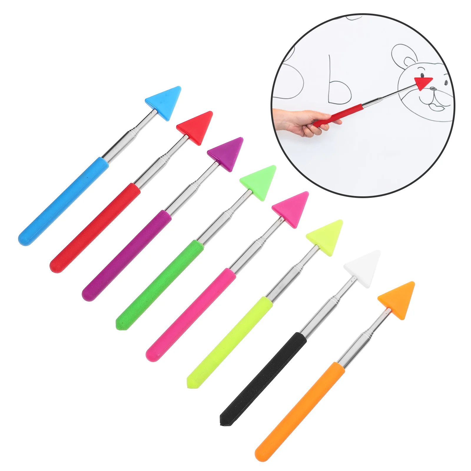 

8 Pcs Teaching Cylindrical Stick Pointing for Teachers Scalable Multipurpose Pointer Stainless Steel Classroom