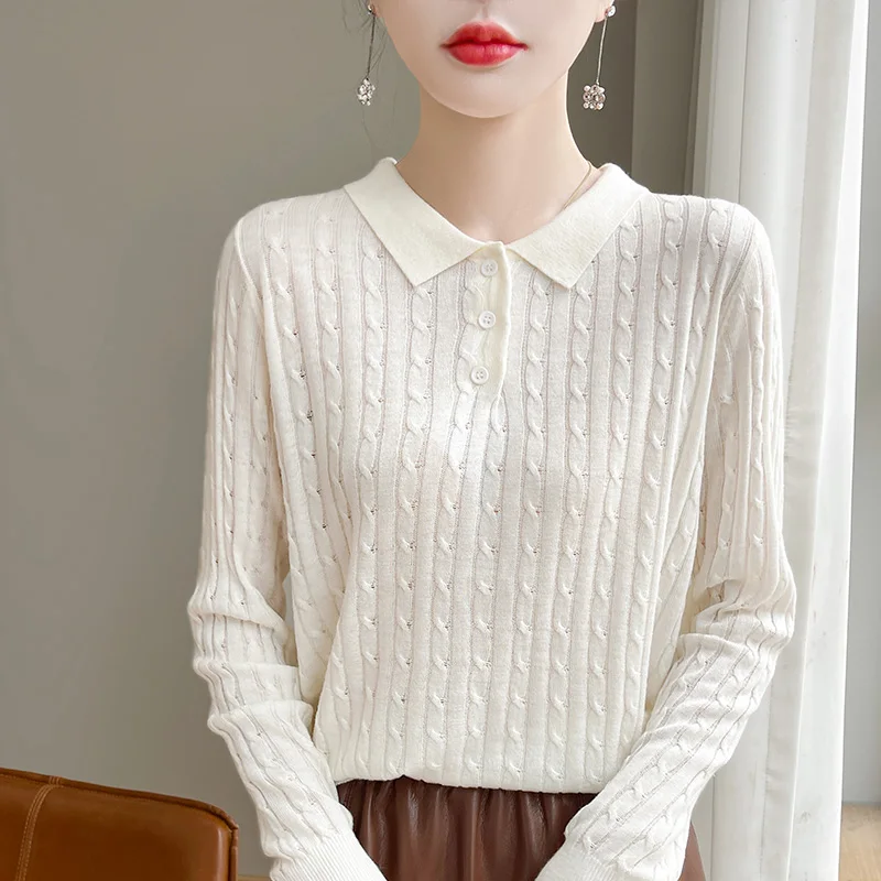 Autumn And Winter New Polo Neck Worsted Wool Knitted Bottoming Shirt Solid Color Long-Sleeved Blouse Temperament Joker Sweater